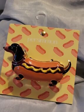 Persimmon Orange Dachshund Hot Dog Dog Claw Hair Clip Lp
